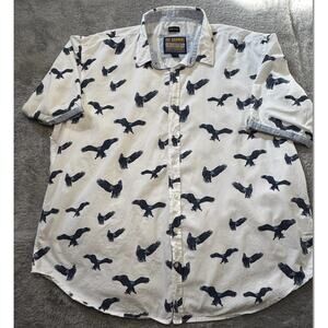 Joe Browns Ultimate Shirt Button Down Men's XXL Eagle Pattern White Navy Cotton